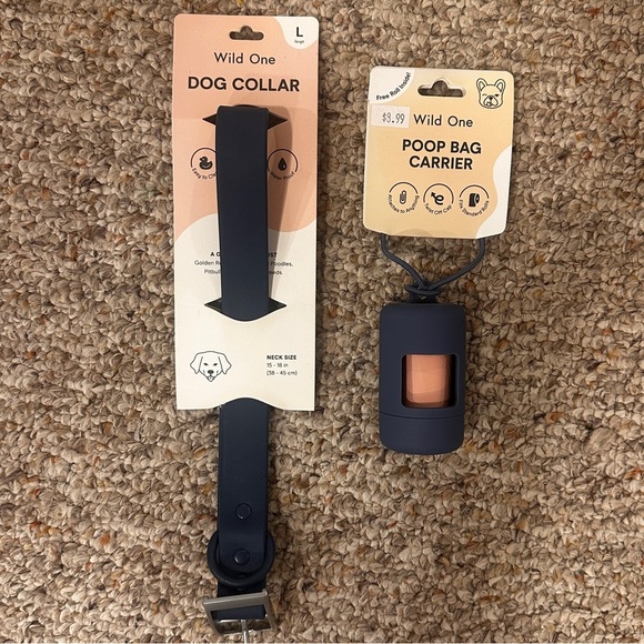 Wild One Black Dog Leash, Collar, and Poop Bag Carrier Set - Picture 5 of 7